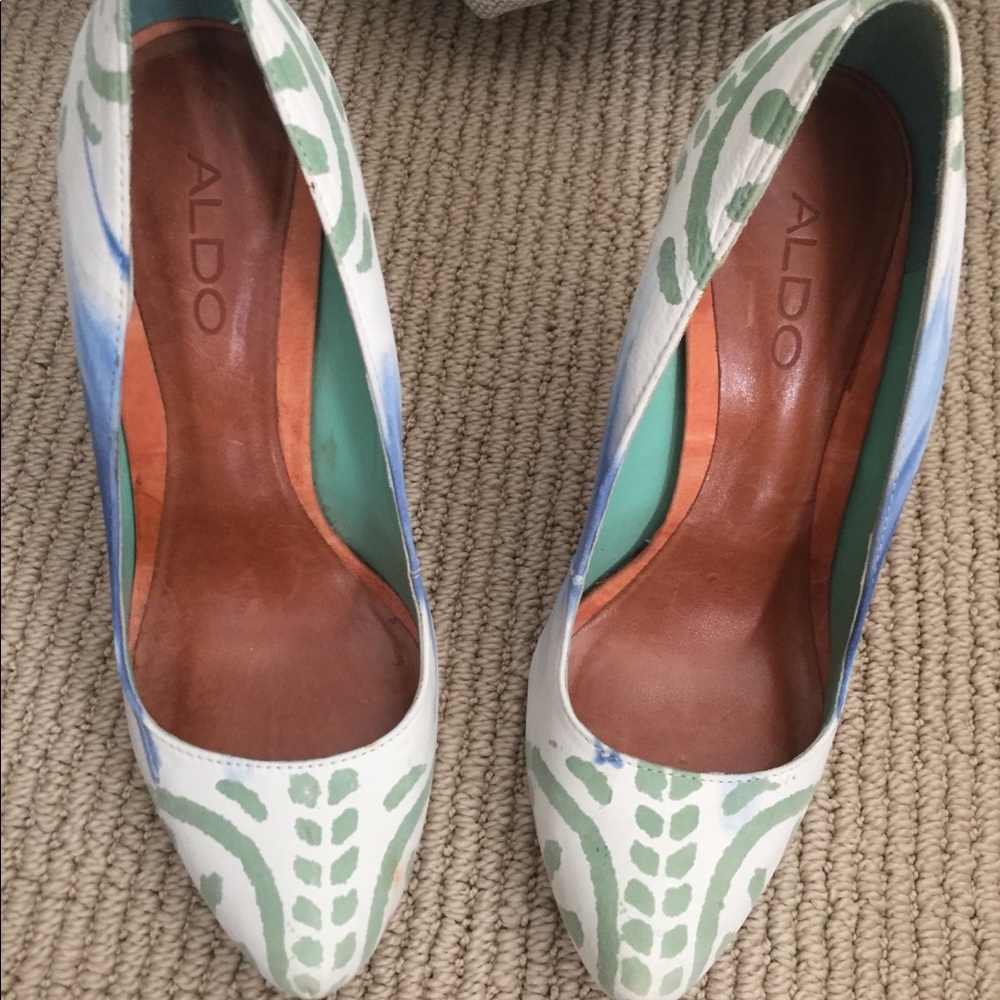 ALDO Leather Printed Platform Heels